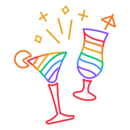 Rainbow drinks stroke PNG Design
