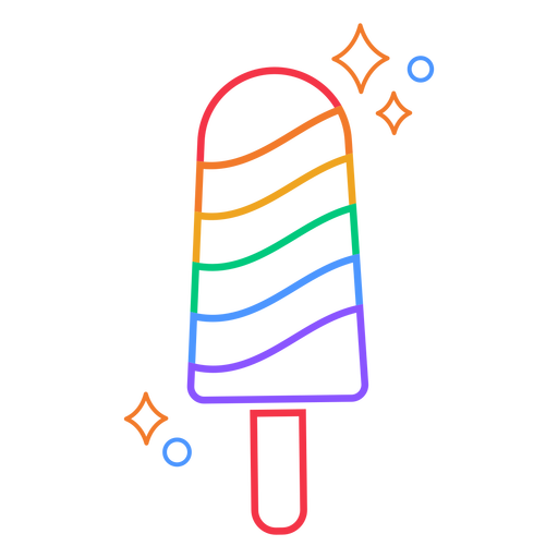 Rainbow popsicle stroke PNG Design