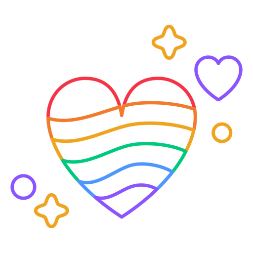 Rainbow heart stroke PNG Design