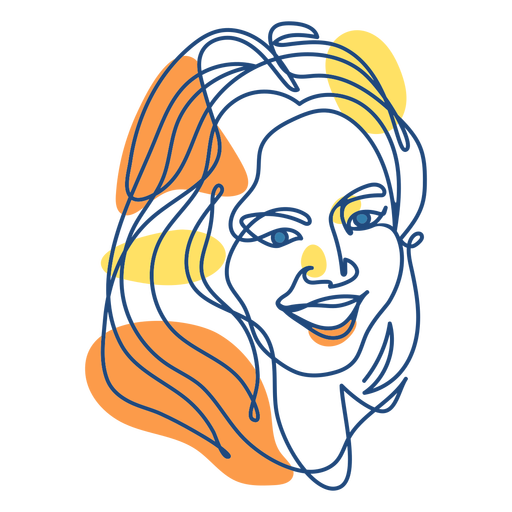 Smiling girl continuous line PNG Design