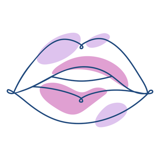 Full lips continuous line PNG Design