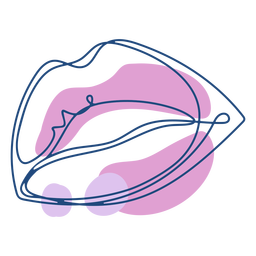 Labios abiertos linea continua Diseño PNG