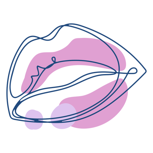 Open lips continuous line PNG Design