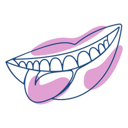Open lmouth with tongue continuous line PNG Design