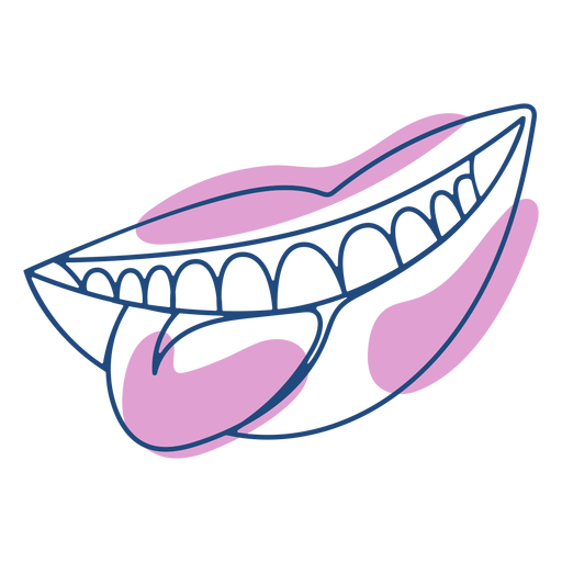 Open lmouth with tongue continuous line