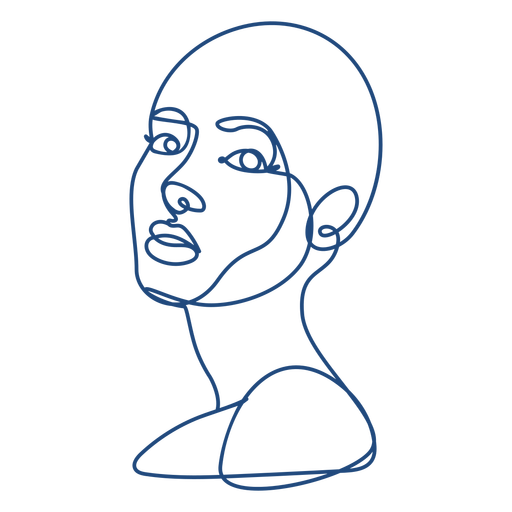 Bald woman face continuous line PNG Design