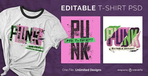 Skalierbares T-Shirt im Punk-Retro-Stil psd