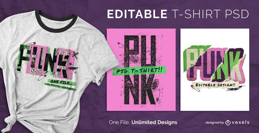 Punk retro style scalable t-shirt psd Punk retro style scalable t-shirt psd