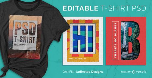 Corte de papel paisagem escalável t-shirt psd
