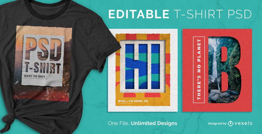Cut paper landscape scalable t-shirt psd Cut paper landscape scalable t-shirt psd