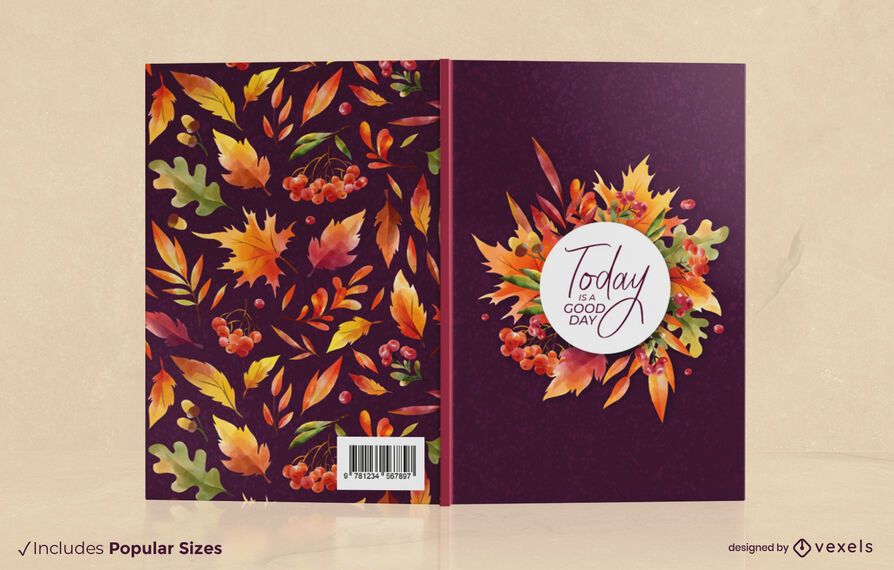 Autumn season leaves book cover design Autumn season leaves book cover design