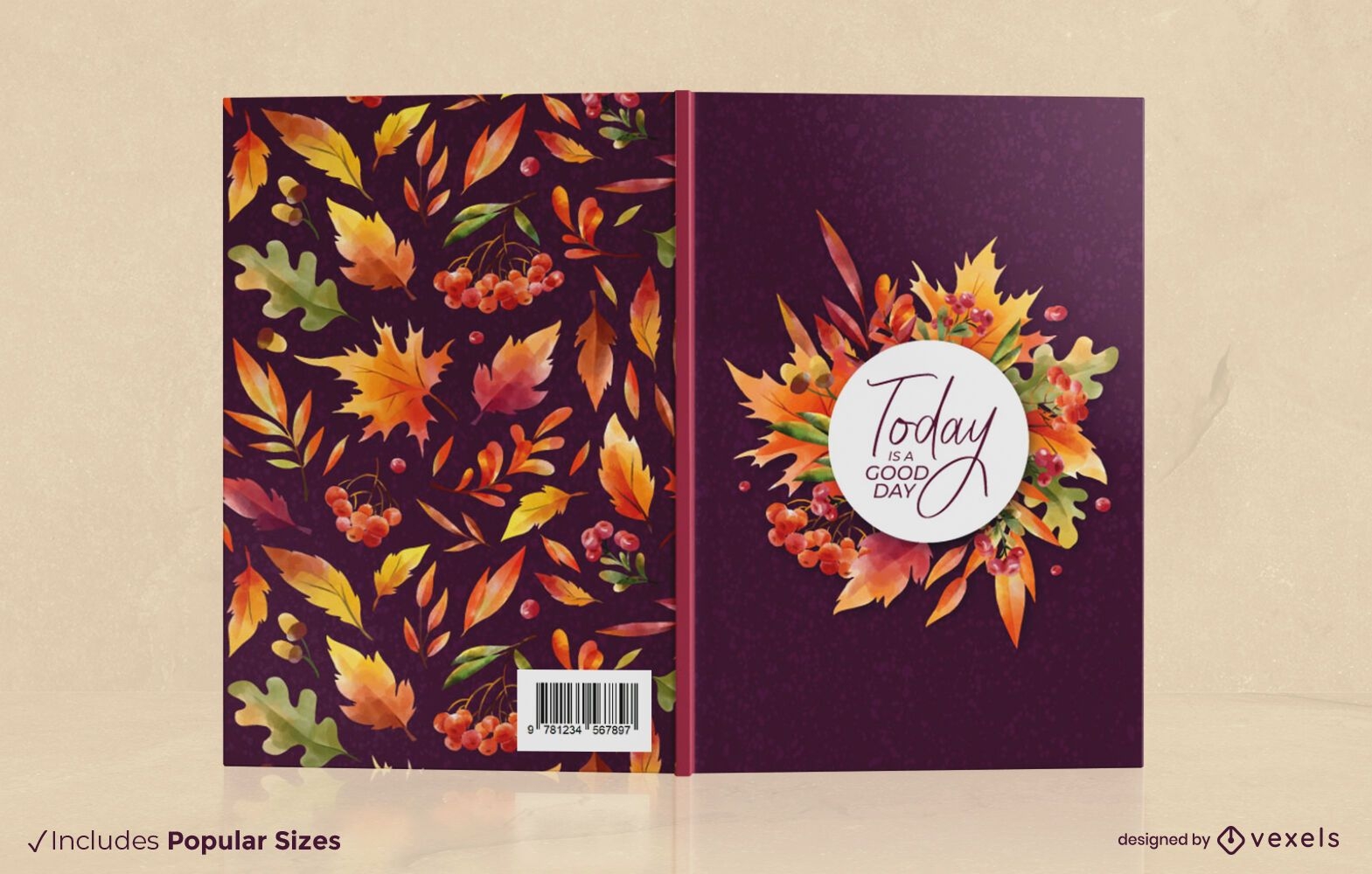 Autumn season leaves book cover design