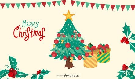 Ilustração em vetor árvore de feliz Natal