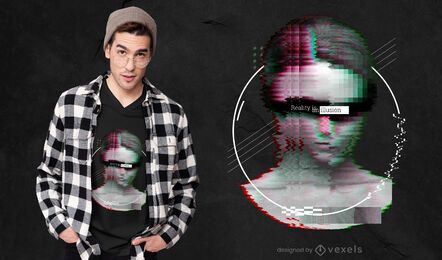 Glitch front face PSD T-shirt design