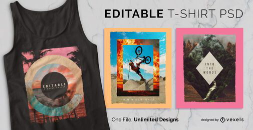 Camiseta escalable de fotografía geométrica psd