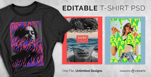 Ripped photographs scalable t-shirt psd