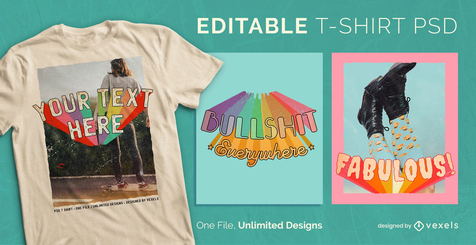 Camiseta escalable con fotografías retro hippie psd