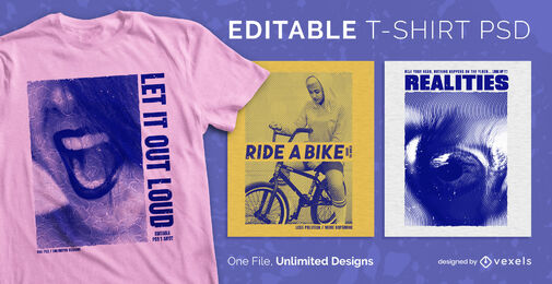 Textured photographs scalable t-shirt psd