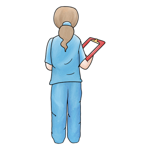 Female doctor from behind color stroke PNG Design