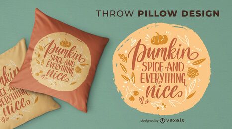 Autumn season lettering throw pillow design