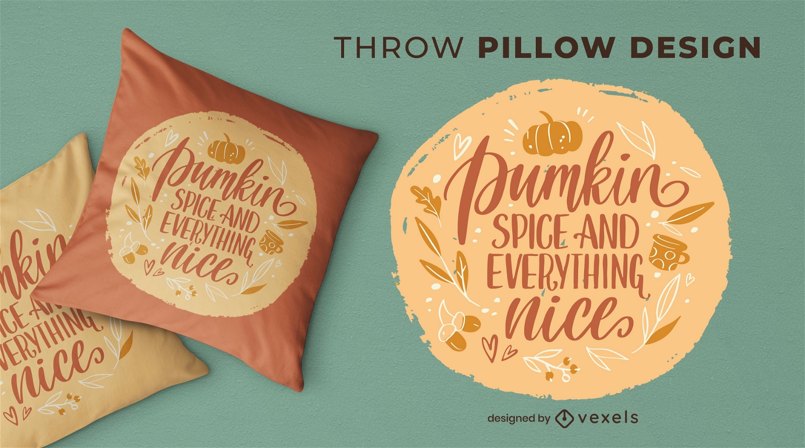 Autumn season lettering throw pillow design