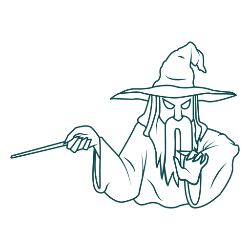Wizard with hat and wand stroke