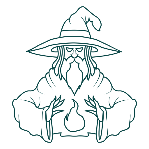Wizard with fire stroke PNG Design