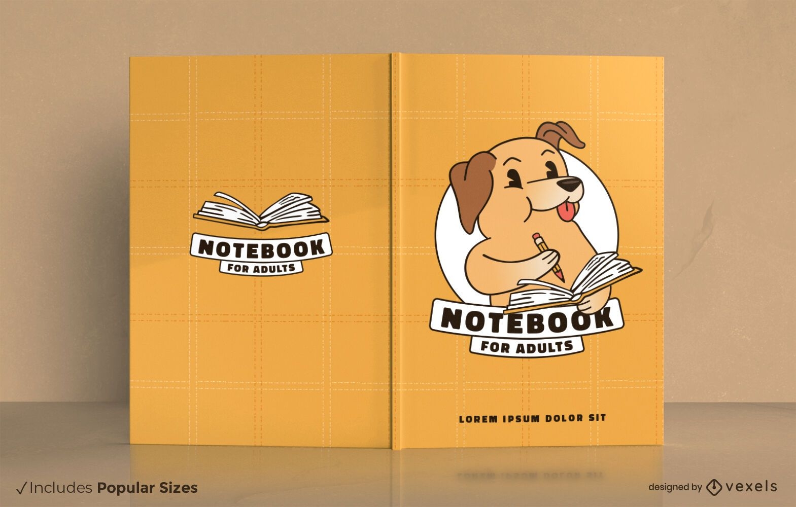 Notebook for adults dog cartoon cover design