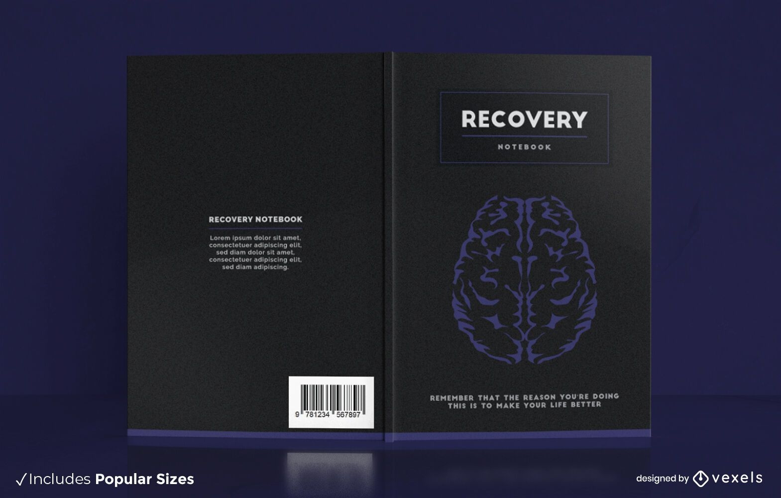 Recovery brain notebook cover design