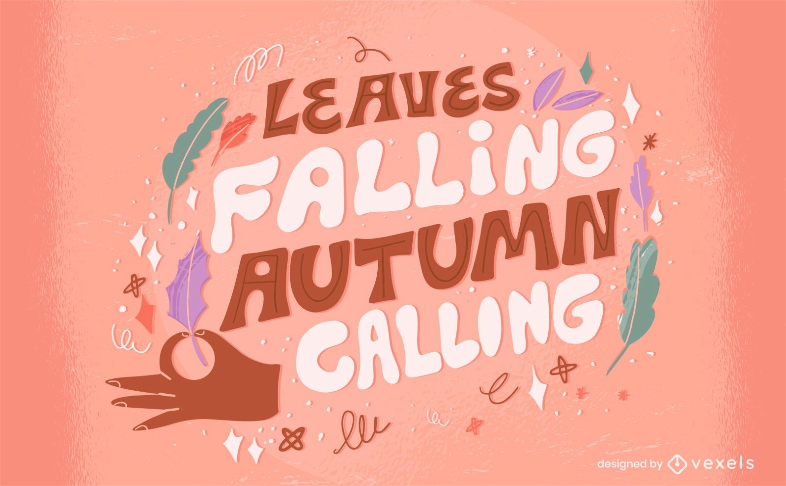 Autumn season leaves nature lettering