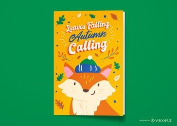Autumn season fox greeting card design