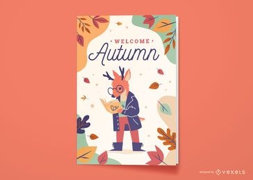 Cartão de felicitações de animais veados na temporada de outono
