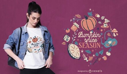 Diseño de camiseta de cita de temporada de calabaza de otoño