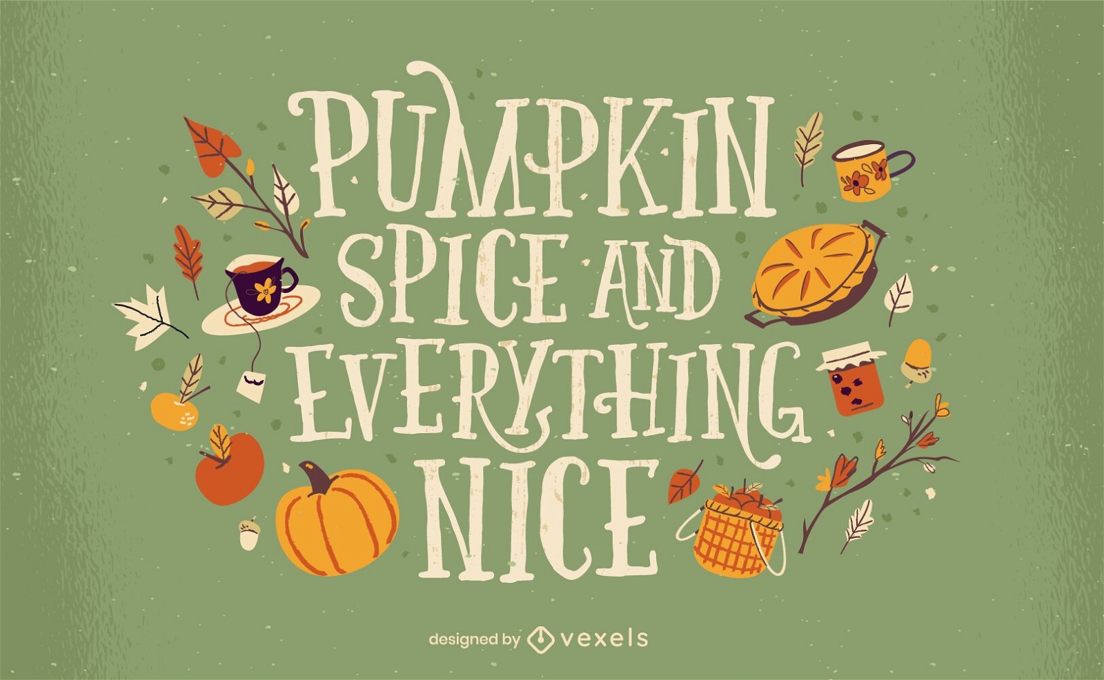 Autumn season pumpkin food lettering design