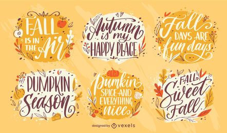 Herbstsaison Zitate Schriftzug Set