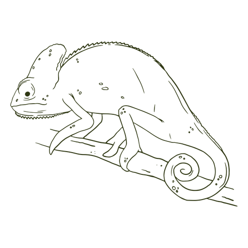 Chameleon from behind stroke PNG Design