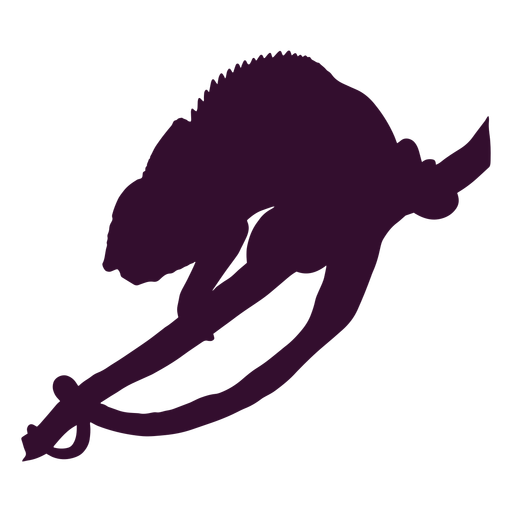 Chameleon over a branch silhouette PNG Design