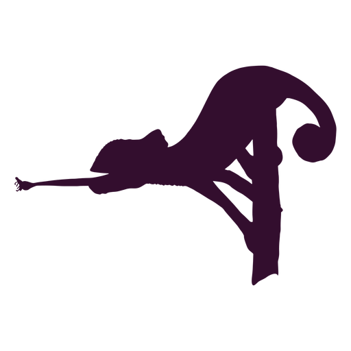 Chameleon catching a bug silhouette PNG Design