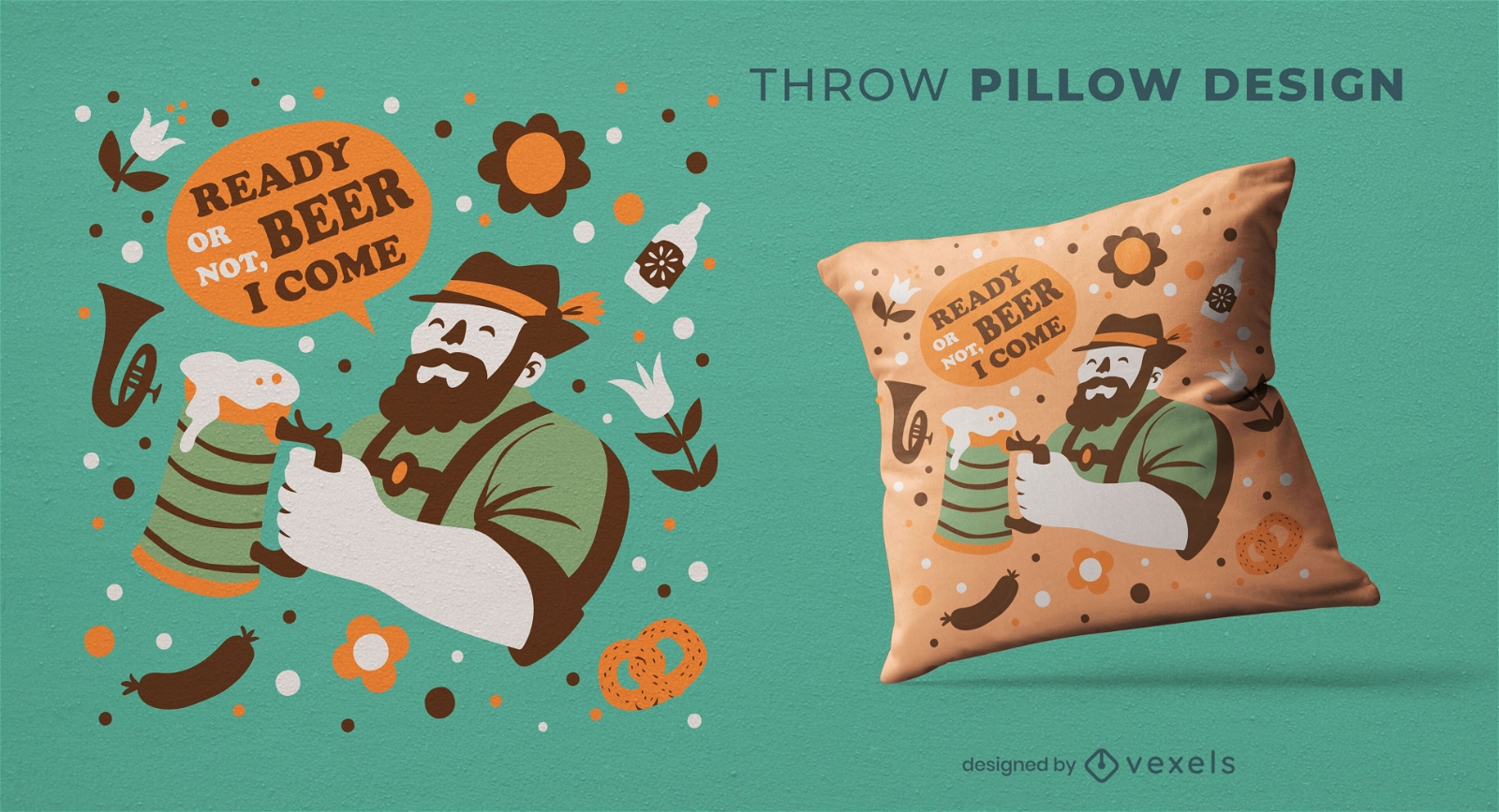 Oktoberfest celebration throw pillow design