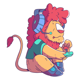 Lion animal gamer character PNG Design