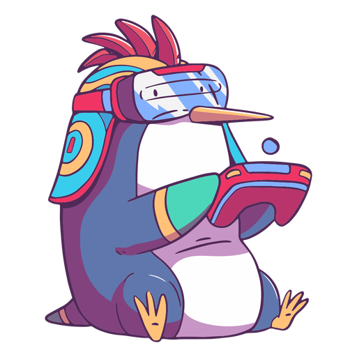 Penguin animal gamer character PNG Design