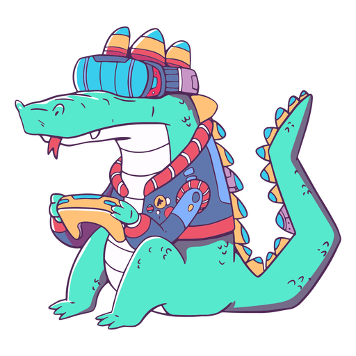 Gamer gator cartoon PNG Design