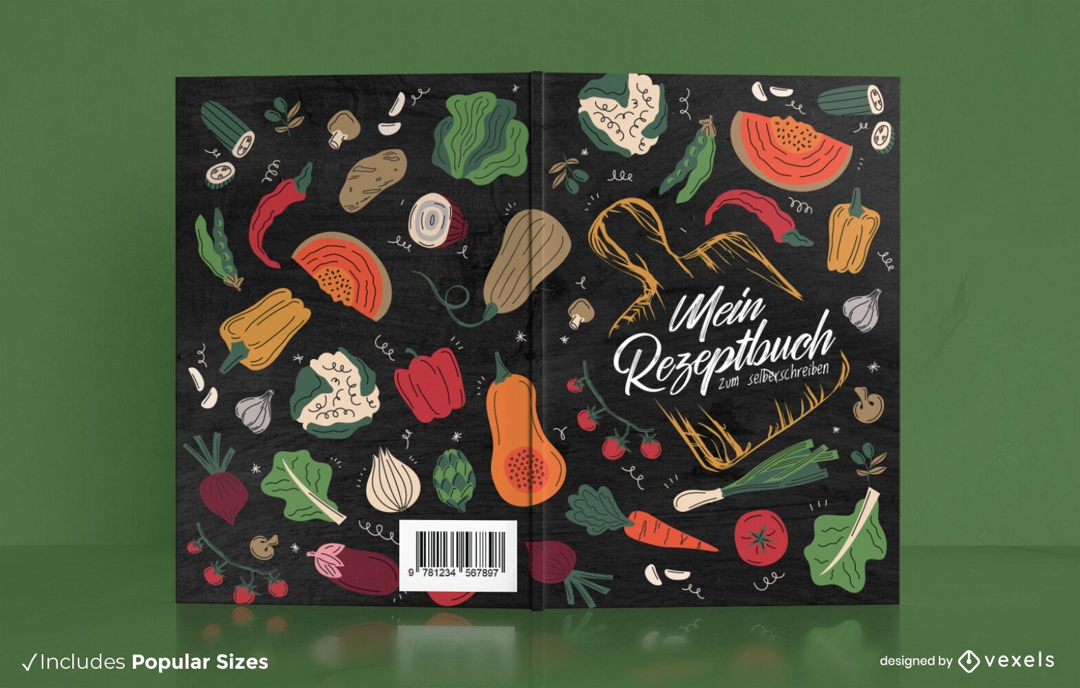 Diseño de portada de libro de verduras de cocina alemana