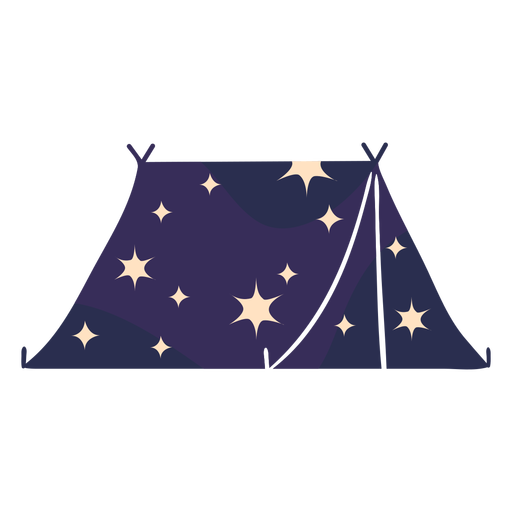 Night camping tent semi flat PNG Design