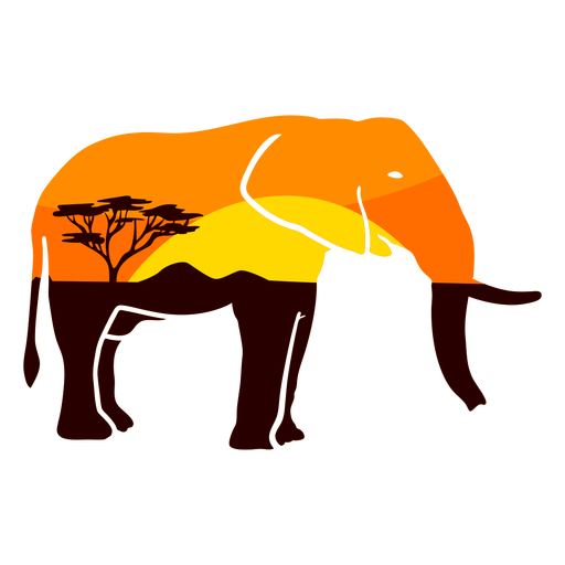 Savana elephant semi flat PNG Design