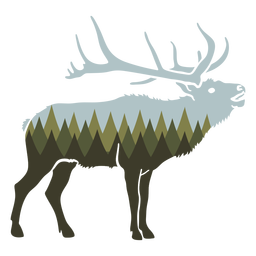 Paisaje de árboles de animales salvajes de alces Diseño PNG
