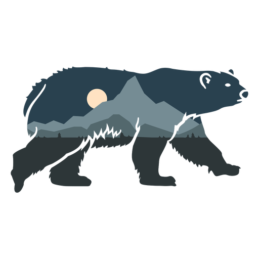 Urso animal paisagem montanhosa Desenho PNG