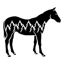 Cavalo animal paisagem árvore Desenho PNG