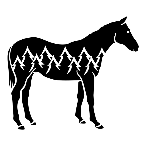 Cavalo animal paisagem árvore Desenho PNG