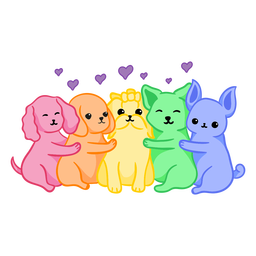 Rainbow dogs color stroke